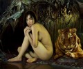 Tiger Regen Chinesisches Mädchen Nackt